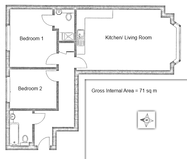 2 bed, 2 bath flat to rent, Guildford town centre £1,400 pcm